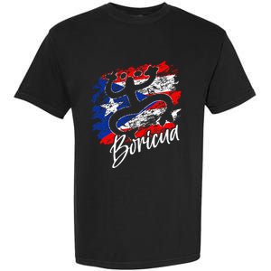 Puerto Rico Distressed Rican Roots Coqui Taino Boricua Frog Garment-Dyed Heavyweight T-Shirt