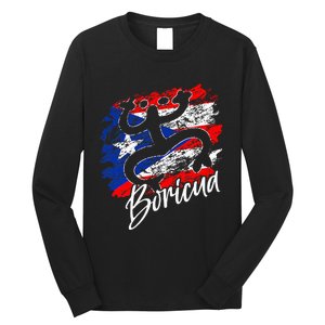 Puerto Rico Distressed Rican Roots Coqui Taino Boricua Frog Long Sleeve Shirt