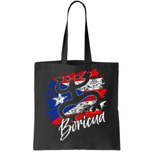 Puerto Rico Distressed Rican Roots Coqui Taino Boricua Frog Tote Bag