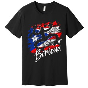 Puerto Rico Distressed Rican Roots Coqui Taino Boricua Frog Premium T-Shirt