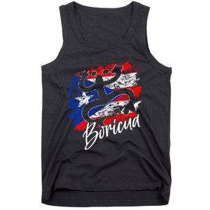 Puerto Rico Distressed Rican Roots Coqui Taino Boricua Frog Tank Top