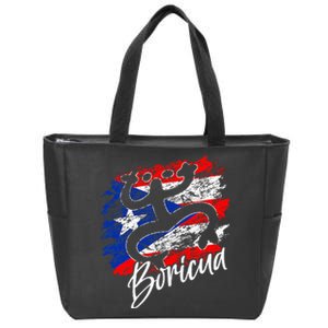 Puerto Rico Distressed Rican Roots Coqui Taino Boricua Frog Zip Tote Bag