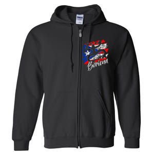 Puerto Rico Distressed Rican Roots Coqui Taino Boricua Frog Full Zip Hoodie