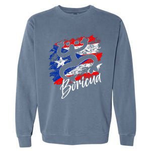 Puerto Rico Distressed Rican Roots Coqui Taino Boricua Frog Garment-Dyed Sweatshirt