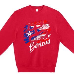 Puerto Rico Distressed Rican Roots Coqui Taino Boricua Frog Premium Crewneck Sweatshirt