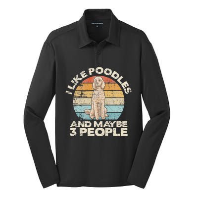 Poodle Retro Dog Lover Funny Poodle Silk Touch Performance Long Sleeve Polo