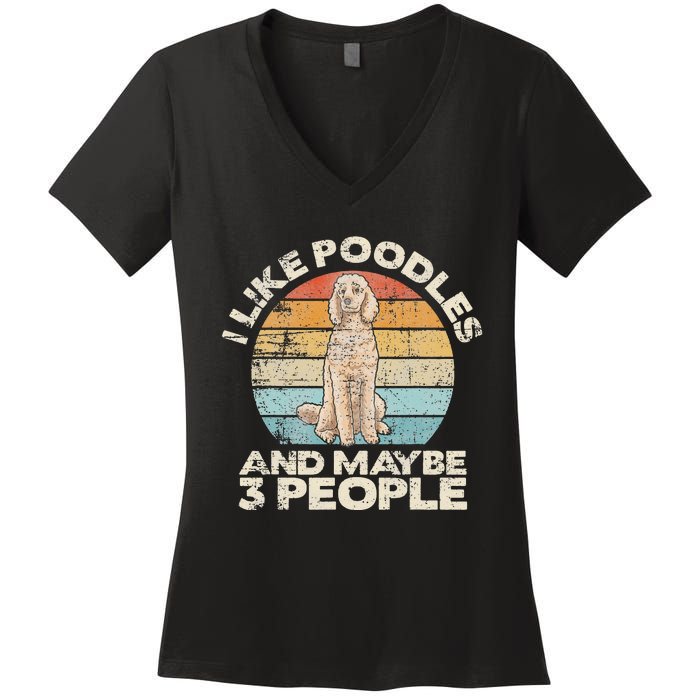 Poodle Retro Dog Lover Funny Poodle Women's V-Neck T-Shirt