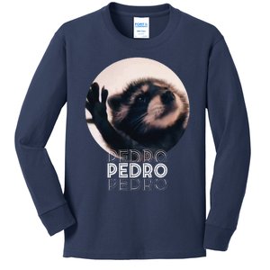 Pedro Racoon Dance Popular Internet Meme Mapache Dance Kids Long Sleeve Shirt