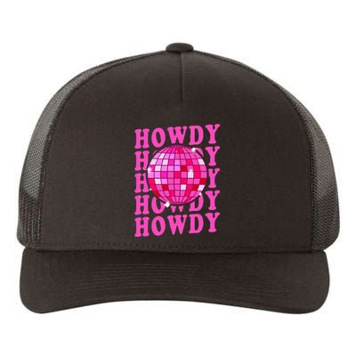 Pink Retro Disco Western Country Southern Cowgirl Howdy Yupoong Adult 5-Panel Trucker Hat