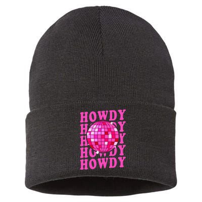 Pink Retro Disco Western Country Southern Cowgirl Howdy Sustainable Knit Beanie