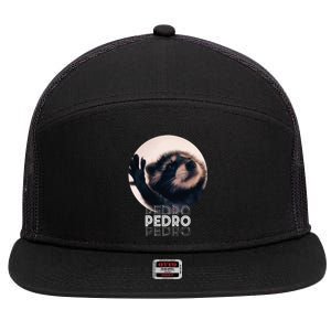 Pedro Racoon Dance Popular Internet Meme Mapache Dance 7 Panel Mesh Trucker Snapback Hat