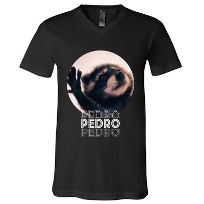 Pedro Racoon Dance Popular Internet Meme Mapache Dance V-Neck T-Shirt