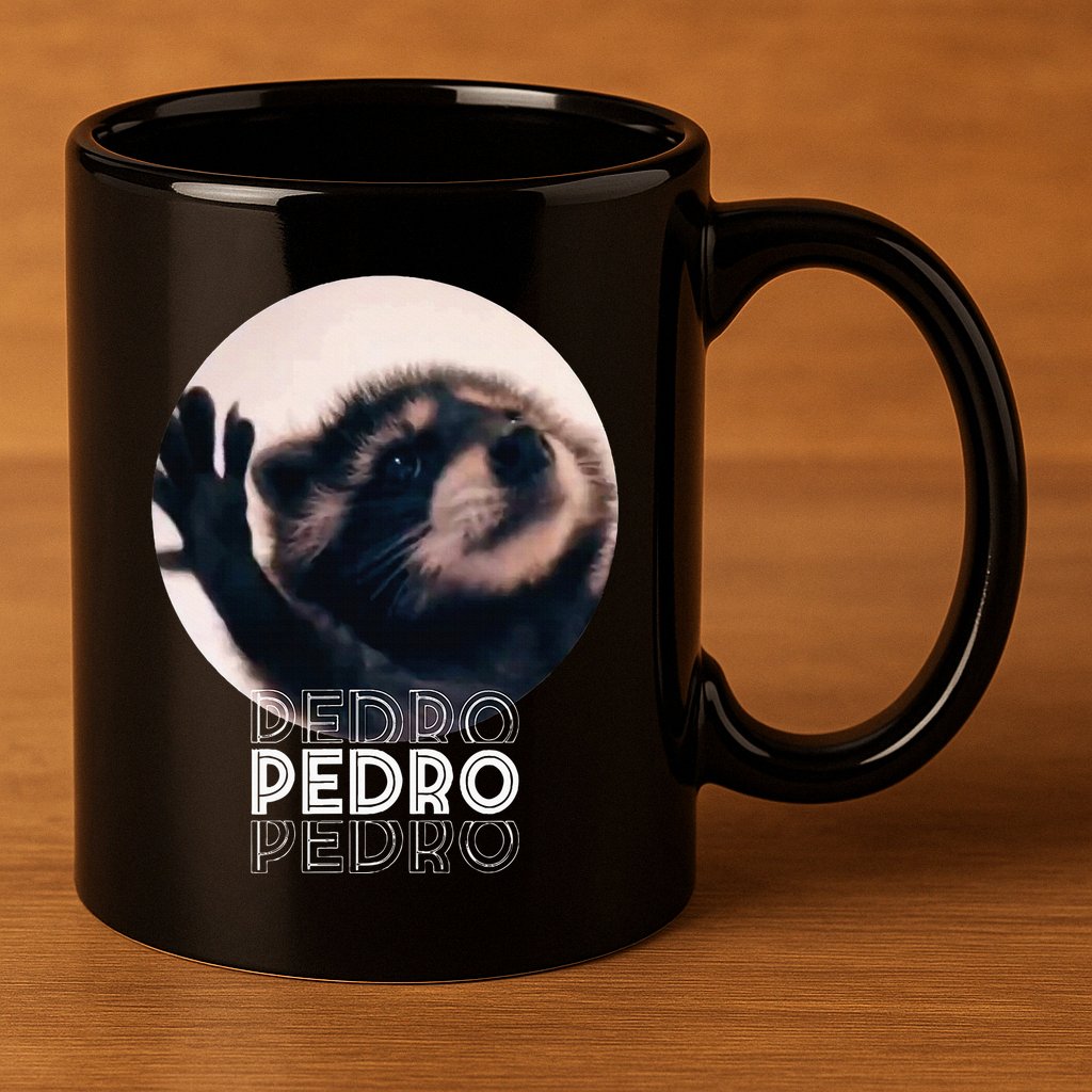 Pedro Racoon Dance Popular Internet Meme Mapache Dance 11oz C Handle Ceramic Mug