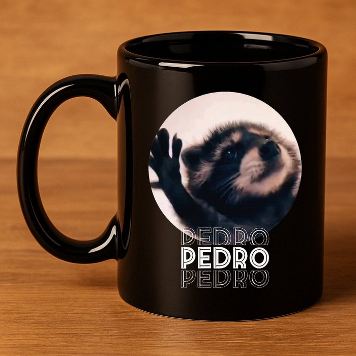 Pedro Racoon Dance Popular Internet Meme Mapache Dance 11oz C Handle Ceramic Mug