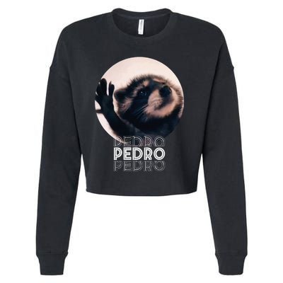 Pedro Racoon Dance Popular Internet Meme Mapache Dance Cropped Pullover Crew