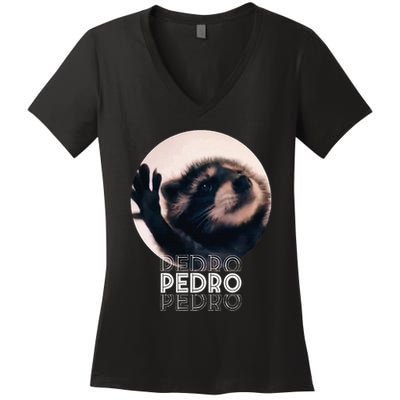 Pedro Racoon Dance Popular Internet Meme Mapache Dance Women's V-Neck T-Shirt