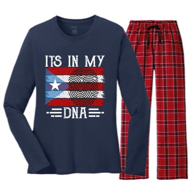 Puerto Rico Dna Women's Long Sleeve Flannel Pajama Set 