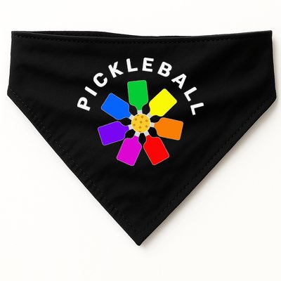 Pickleball Rainbow Design Pickleball Lover USA-Made Doggie Bandana