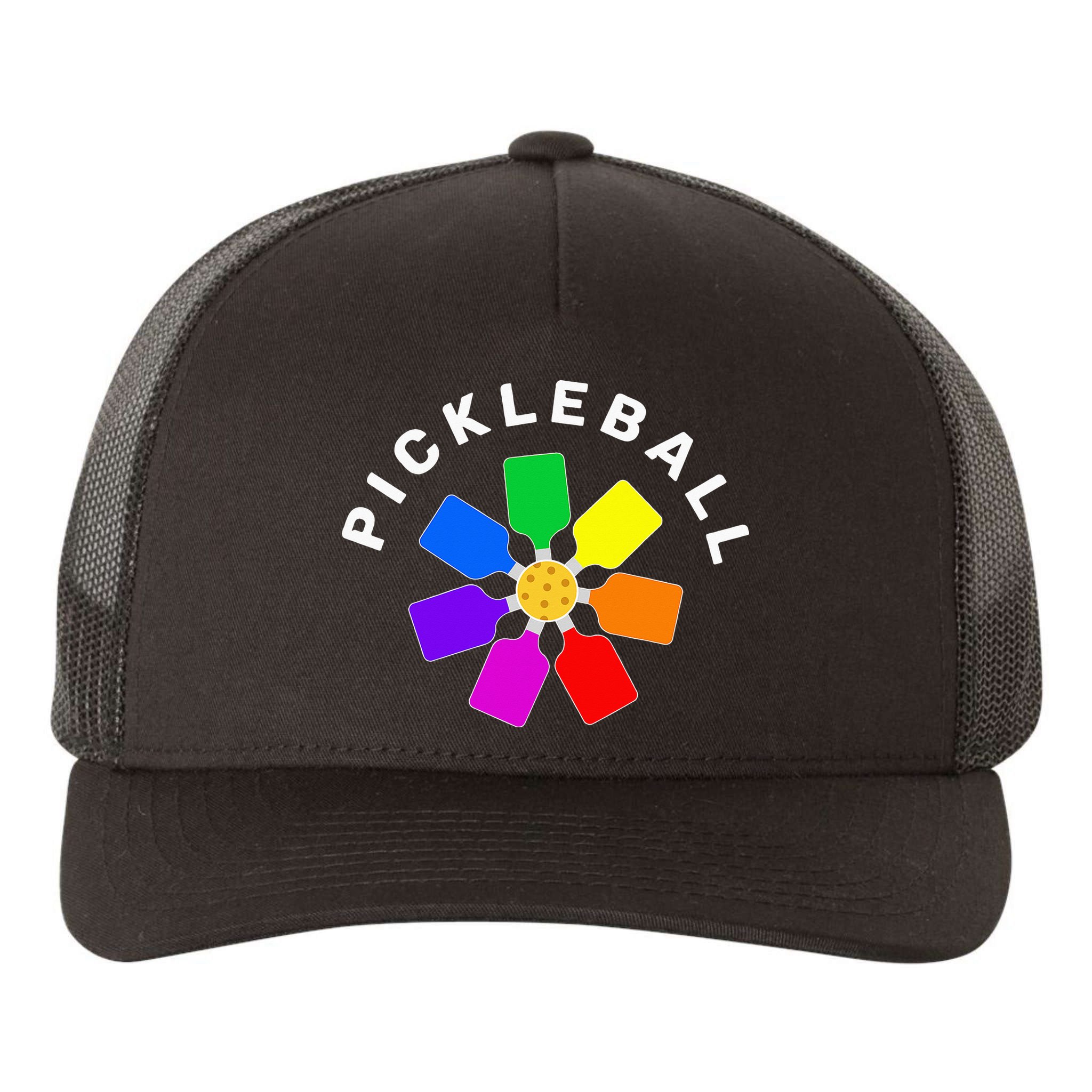 Pickleball Rainbow Design Pickleball Lover Yupoong Adult 5-Panel Trucker Hat