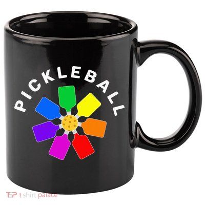 Pickleball Rainbow Design Pickleball Lover 11oz C Handle Ceramic Mug