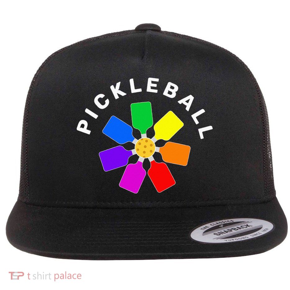 Pickleball Rainbow Design Pickleball Lover Flatbill Hat