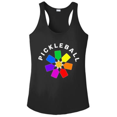 Pickleball Rainbow Design Pickleball Lover Ladies PosiCharge Competitor Racerback Tank