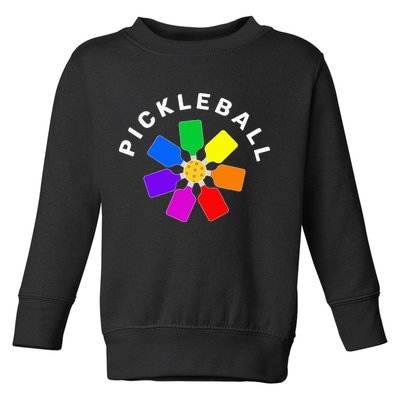 Pickleball Rainbow Design Pickleball Lover Toddler Sweatshirt