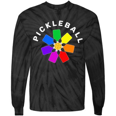 Pickleball Rainbow Design Pickleball Lover Tie-Dye Long Sleeve Shirt