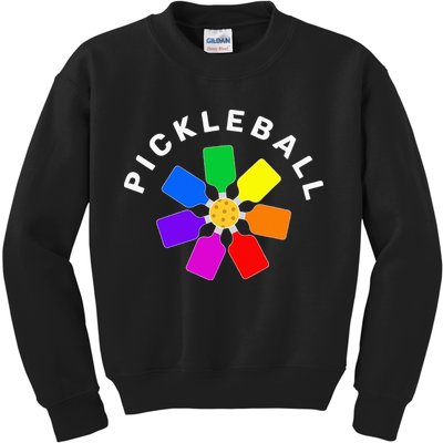 Pickleball Rainbow Design Pickleball Lover Kids Sweatshirt