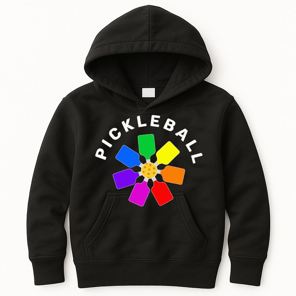 Pickleball Rainbow Design Pickleball Lover Kids Hoodie