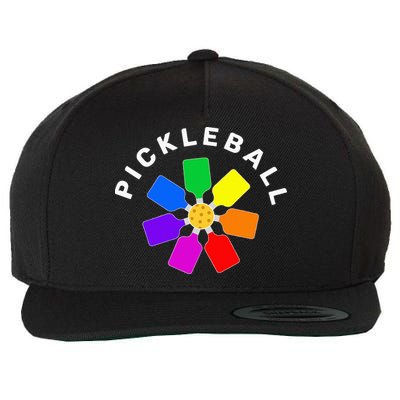 Pickleball Rainbow Design Pickleball Lover Wool Snapback Cap