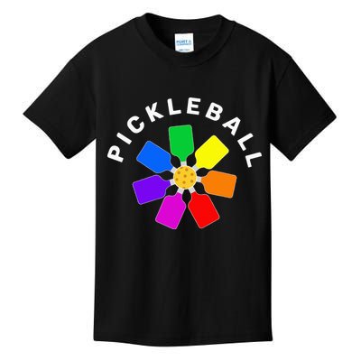 Pickleball Rainbow Design Pickleball Lover Kids T-Shirt