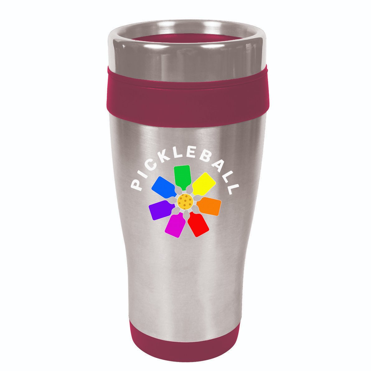 Pickleball Rainbow Design Pickleball Lover 16oz Travel Tumbler