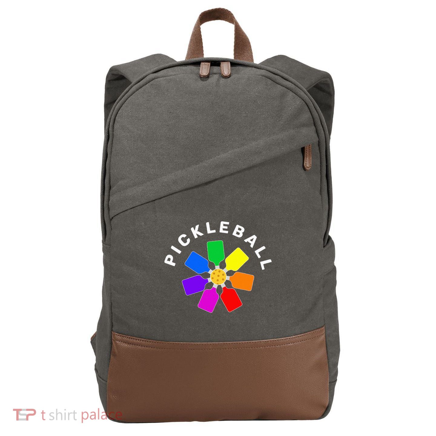 Pickleball Rainbow Design Pickleball Lover Cotton Canvas Backpack