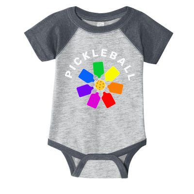Pickleball Rainbow Design Pickleball Lover Infant Baby Jersey Bodysuit