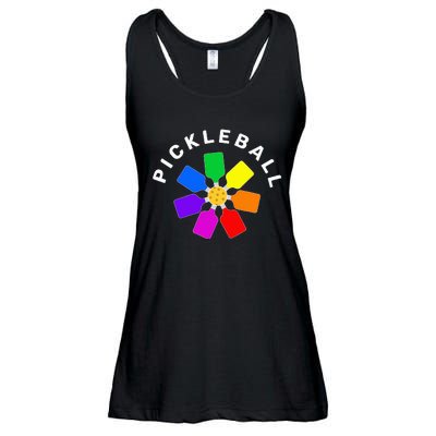 Pickleball Rainbow Design Ladies Essential Flowy Tank