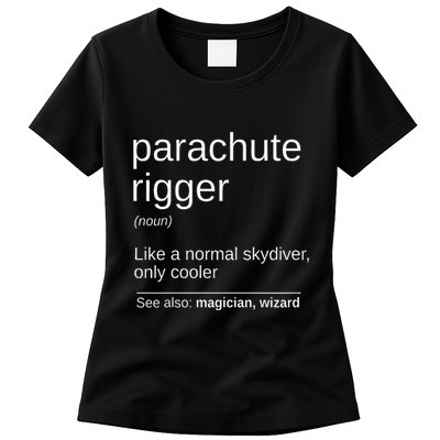 Parachute Rigger Definition Design Skydiving Packer Womens T-Shirt