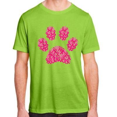 Pink Ribbon Dog Paw Print Breast Cancer Awareness Puppy Love Adult ChromaSoft Performance T-Shirt