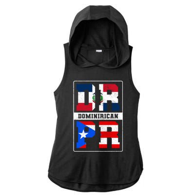 Puerto Rican Dominican Republic Dominirican Flag Pride Cute Gift Ladies PosiCharge Tri-Blend Wicking Draft Hoodie Tank