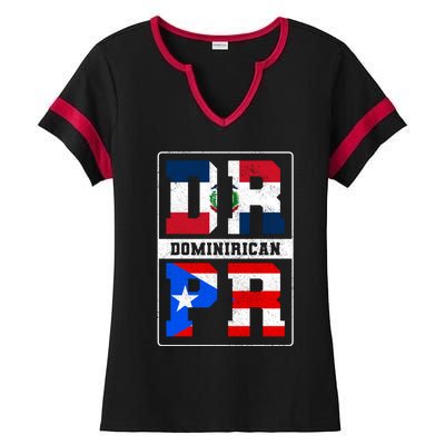 Puerto Rican Dominican Republic Dominirican Flag Pride Cute Gift Ladies Halftime Notch Neck Tee