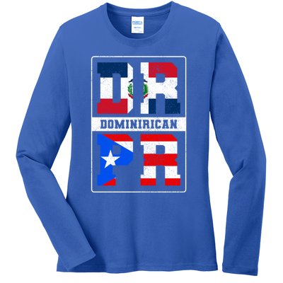 Puerto Rican Dominican Republic Dominirican Flag Pride Cute Gift Ladies Long Sleeve Shirt