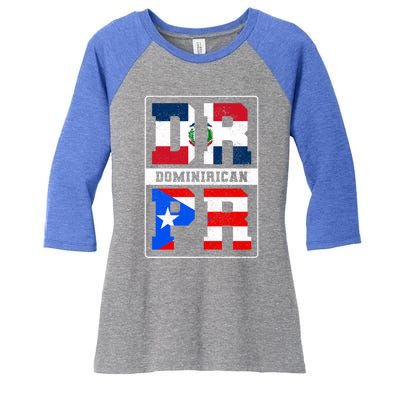 Puerto Rican Dominican Republic Dominirican Flag Pride Cute Gift Women's Tri-Blend 3/4-Sleeve Raglan Shirt