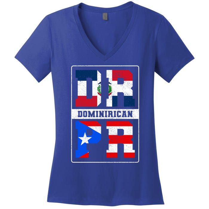 Puerto Rican Dominican Republic Dominirican Flag Pride Cute Gift Women's V-Neck T-Shirt