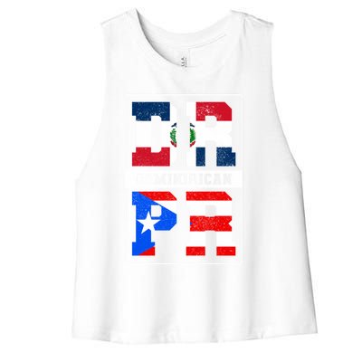 Puerto Rican Dominican Republic Dominirican Flag Pride Cute Gift Women's Racerback Cropped Tank