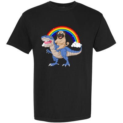 Pug Riding Dinosaur Garment-Dyed Heavyweight T-Shirt