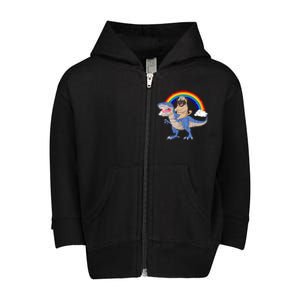 Pug Riding Dinosaur Toddler Zip Fleece Hoodie