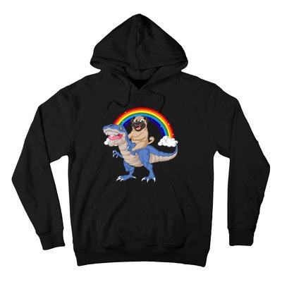 Pug Riding Dinosaur Hoodie