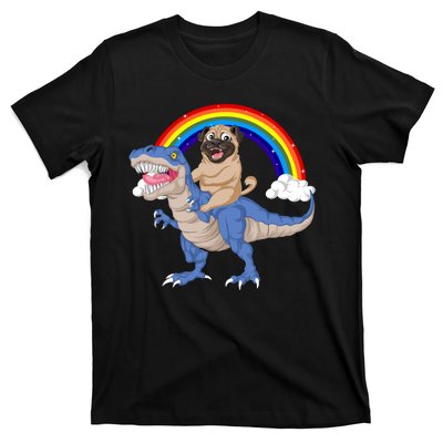 Pug Riding Dinosaur T-Shirt