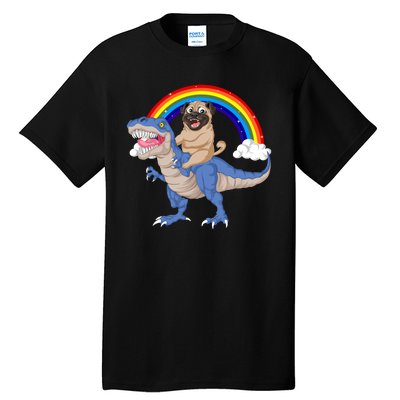 Pug Riding Dinosaur Tall T-Shirt