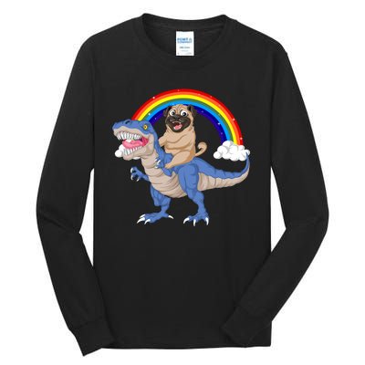 Pug Riding Dinosaur Tall Long Sleeve T-Shirt